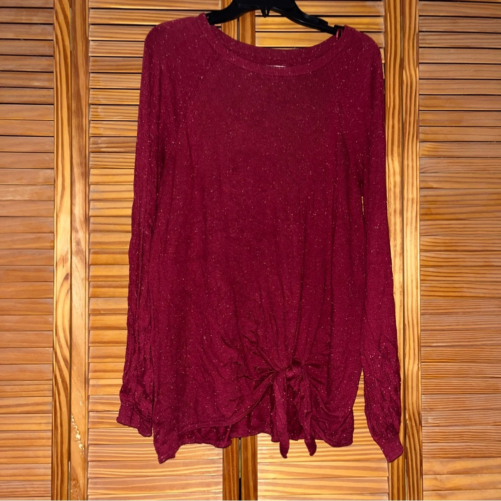 LC Lauren‎ Conrad Long Sleeve Bottom Front Tie Sweater Size Medium